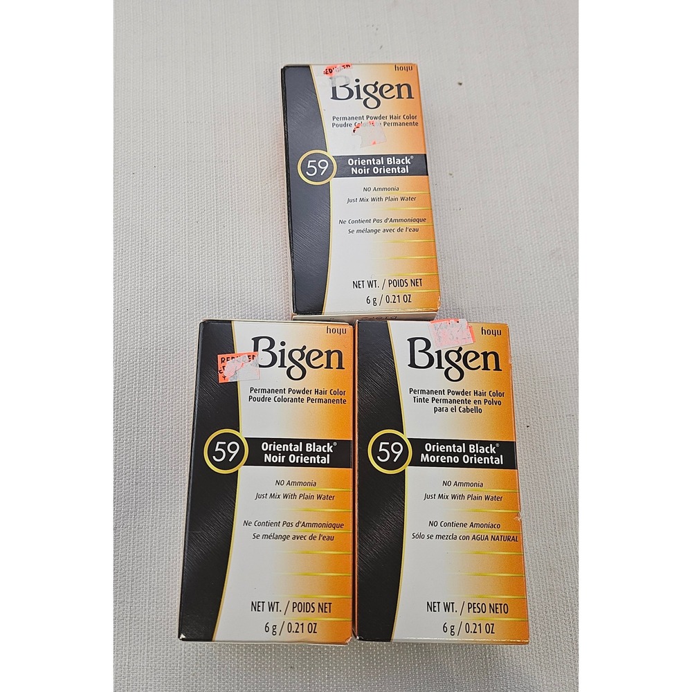 Bigen Permanent Powder Hair Color 59 Oriental Black 6g 021 Oz Pack of 3